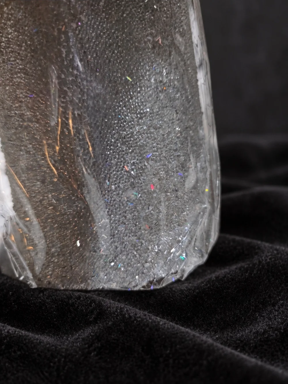 Vtg Pottery Barn Silver Glitter Pillar Candle New in Original Wrap Read 3x6 Read